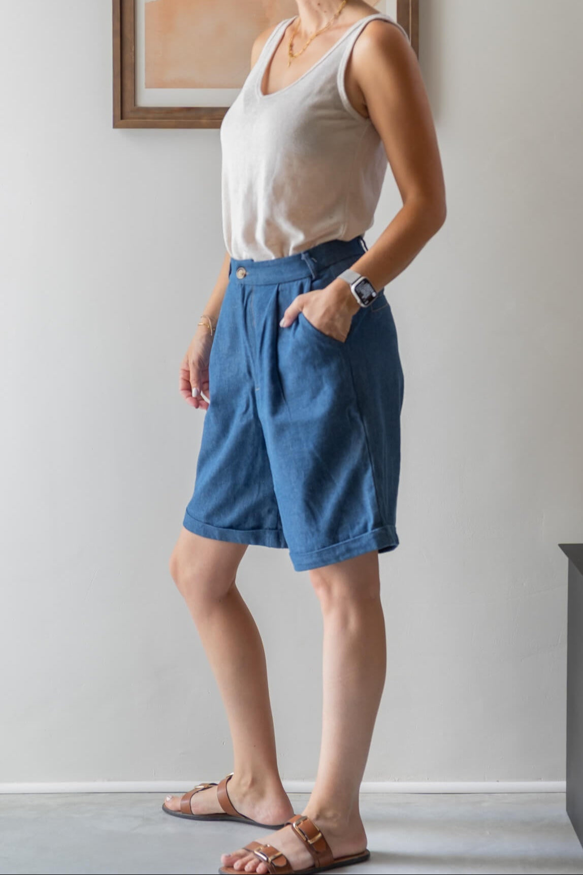 מכנסי ברמודה קצרים BAR | ג'ינס